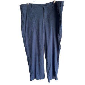 NYDJ navy linen blend wide leg crop pants size 14W